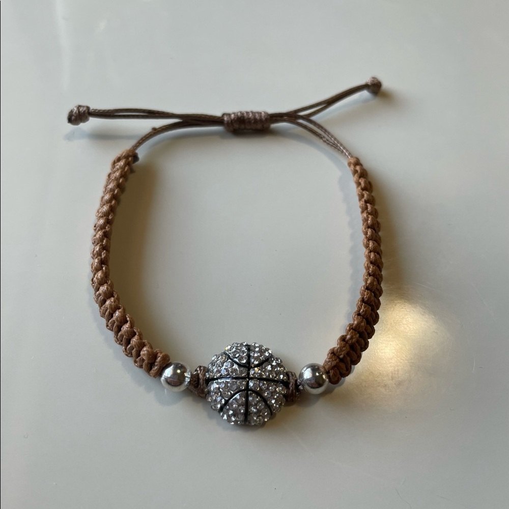 Brand New Rhinestone Basketball Charm Bracelet